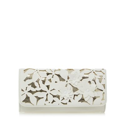 White floral applique medium purse